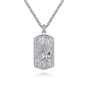 925 Sterling Silver Saint Christopher Dog Tag Pendant