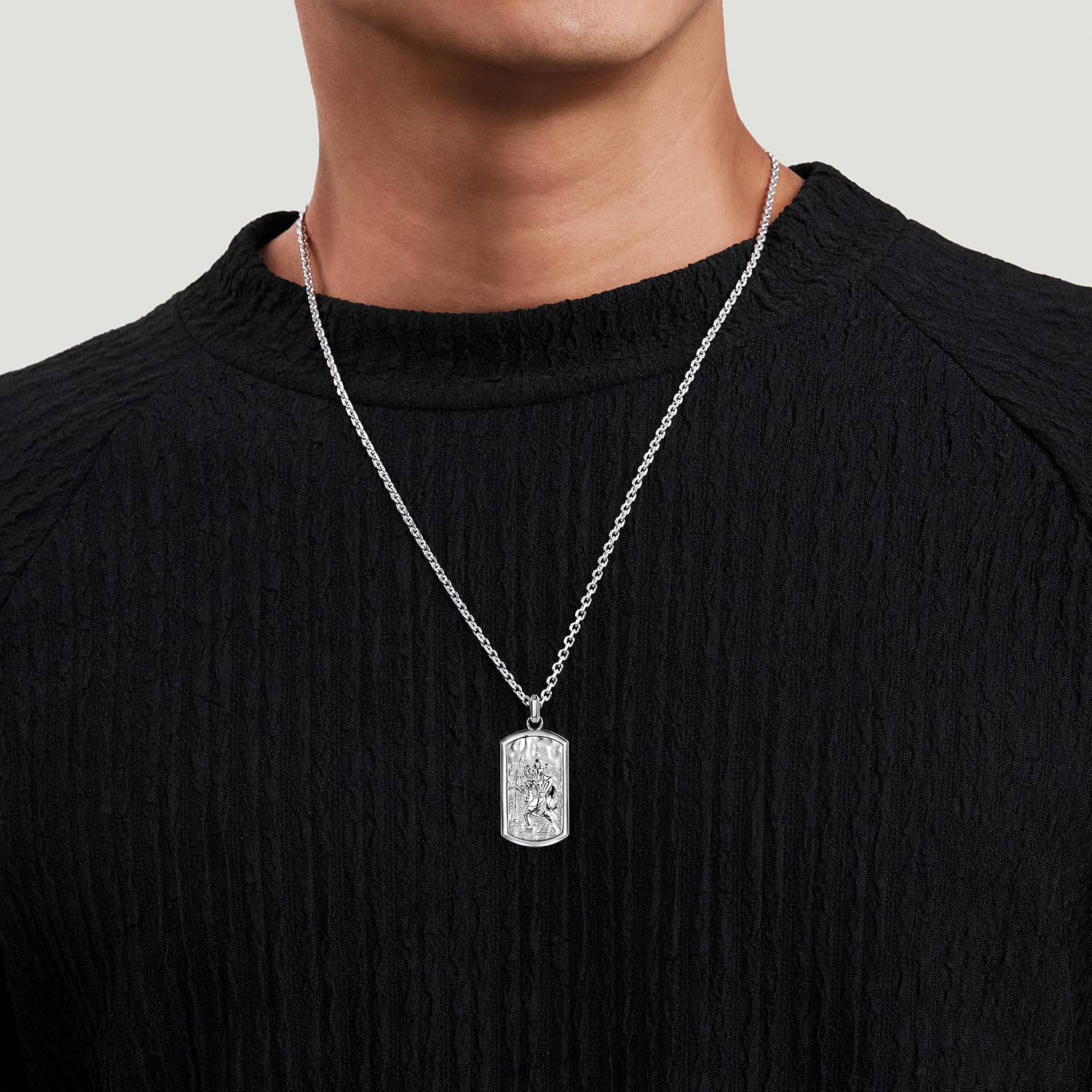 925 Sterling Silver Saint Christopher Dog Tag Pendant - Shot 4