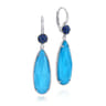 925 Sterling Silver Sapphire Earrings with Turquoise Rock Crystal Teardrops
