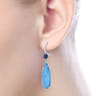 925 Sterling Silver Sapphire Earrings with Turquoise Rock Crystal Teardrops