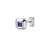 925 Sterling Silver Sapphire Mens Angular Cut Single Stud Earring