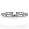 925 Sterling Silver Sapphire Open Cuff Angular Cuts Square Bangle