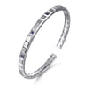 925 Sterling Silver Sapphire Open Cuff Angular Cuts Square Bangle