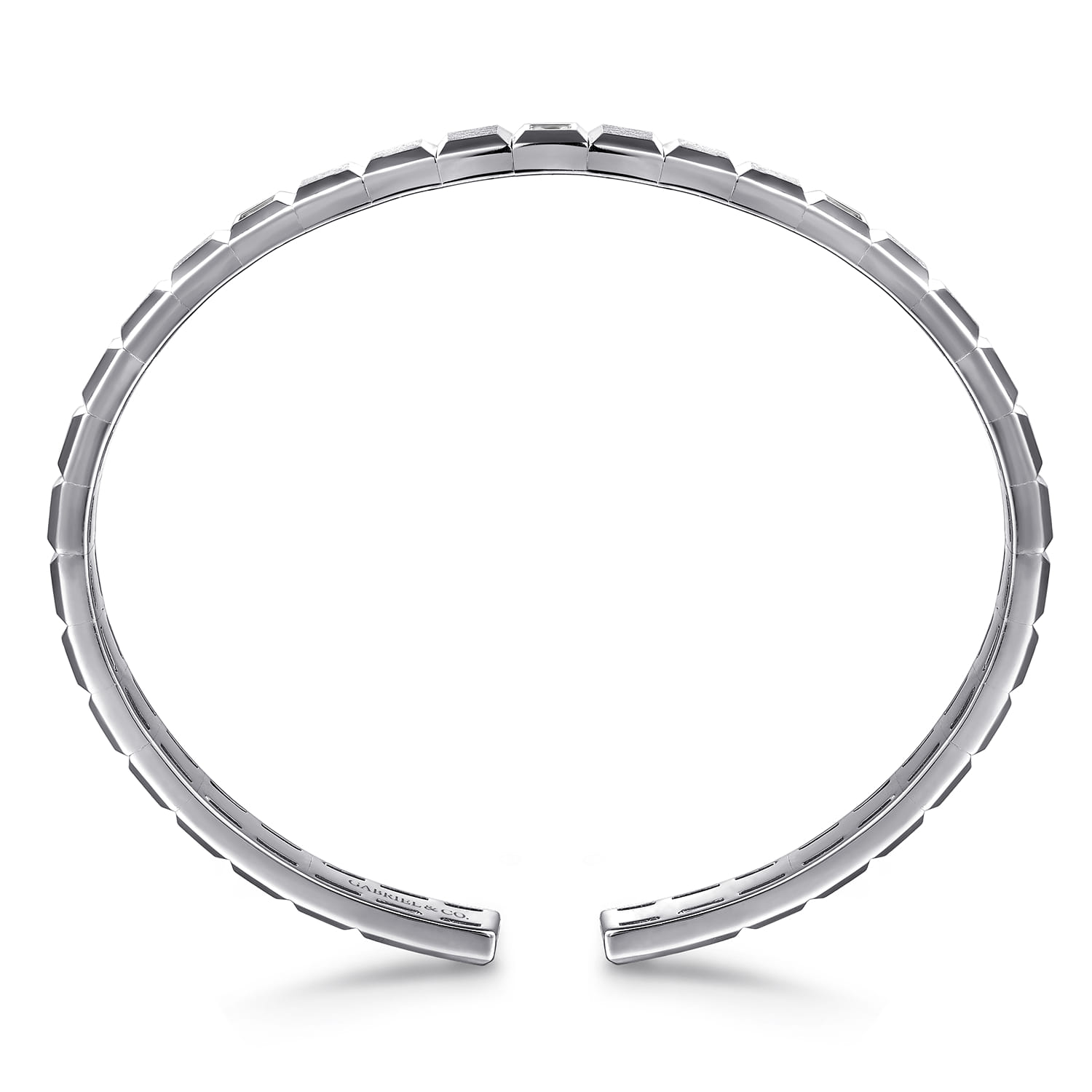 925 Sterling Silver Sapphire Open Cuff Angular Cuts Square Bangle - Shot 3