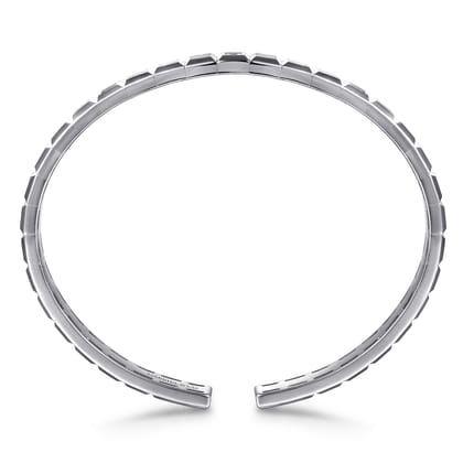 925 Sterling Silver Sapphire Open Cuff Angular Cuts Square Bangle