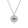 925 Sterling Silver Sapphire and Diamond Evil Eye Pendant Necklace - 0.04 ct