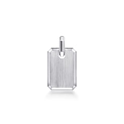 925 Sterling Silver Satin Finish Dog Tag Pendant