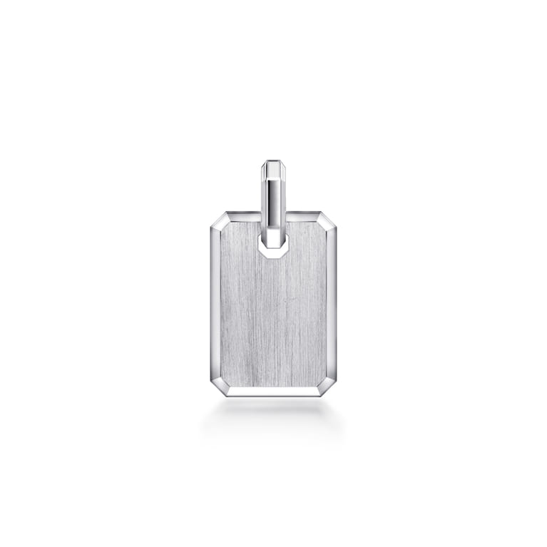 925 Sterling Silver Satin Finish Dog Tag Pendant - Shot 1