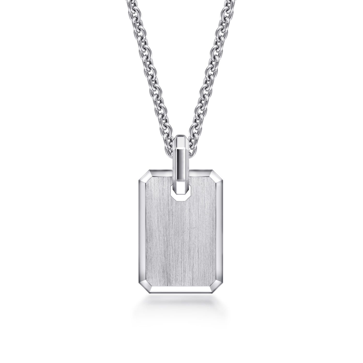 925 Sterling Silver Satin Finish Dog Tag Pendant - Shot 3