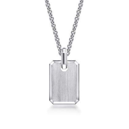 925 Sterling Silver Satin Finish Dog Tag Pendant