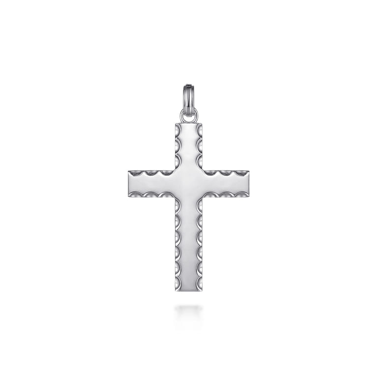 925 Sterling Silver Scalloped Cross Pendant - Shot 1
