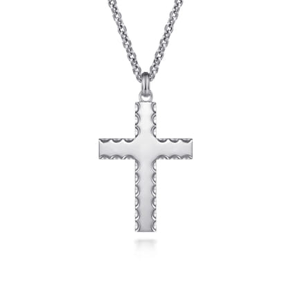 925 Sterling Silver Scalloped Cross Pendant