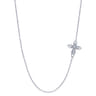 925 Sterling Silver Sideways White Sapphire Cross Necklace