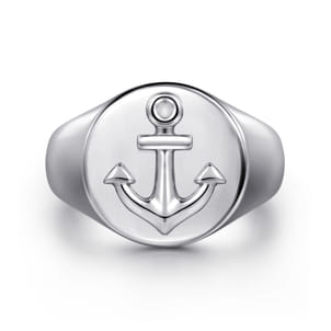 925 Sterling Silver Signet Mens Ring in High Polished Finish