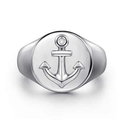 925 Sterling Silver Signet Mens Ring in High Polished Finish