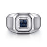 925 Sterling Silver Signet Ring with Princess Cut Sapphires