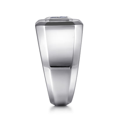 925 Sterling Silver Signet Ring with Princess Cut Sapphires