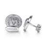 925 Sterling Silver Skull Round Cufflinks with Onyx