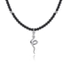925 Sterling Silver Snake Brownish Black Spinel Bead Pendant Necklace