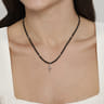 925 Sterling Silver Snake Brownish Black Spinel Bead Pendant Necklace
