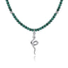 925 Sterling Silver Snake Brownish Malachite Bead Pendant Necklace