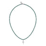 925 Sterling Silver Snake Brownish Malachite Bead Pendant Necklace