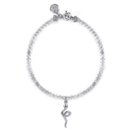 925 Sterling Silver Snake Brownish Moon Stone Bead Bracelet