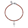 925 Sterling Silver Snake Brownish Red Agate Bead Bracelet