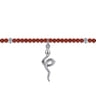 925 Sterling Silver Snake Brownish Red Agate Bead Bracelet