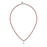 925 Sterling Silver Snake Brownish Red Agate Bead Pendant Necklace