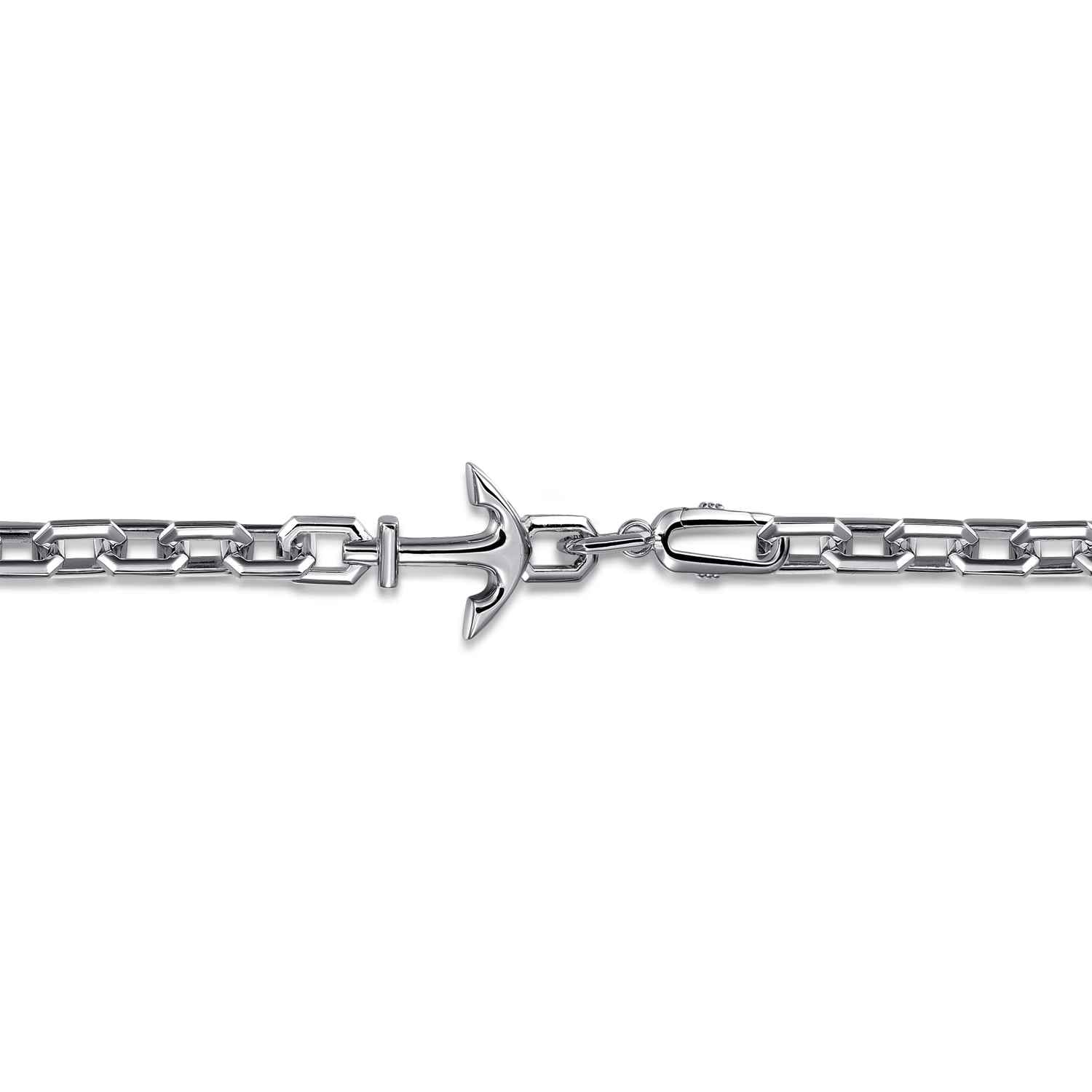 925 Sterling Silver Solid Chain and Anchor Bracelet - Shot 2