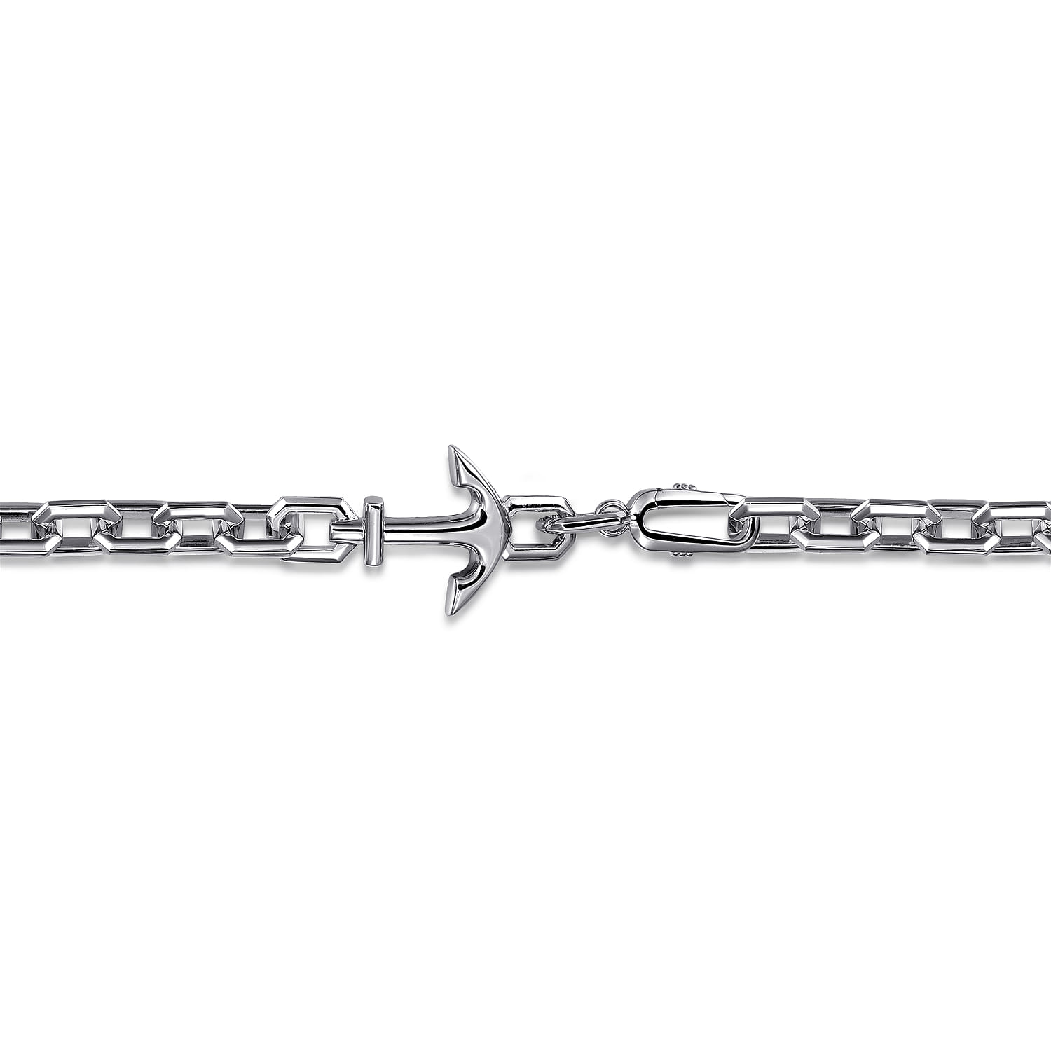 925 Sterling Silver Solid Chain and Anchor Bracelet - Shot 2