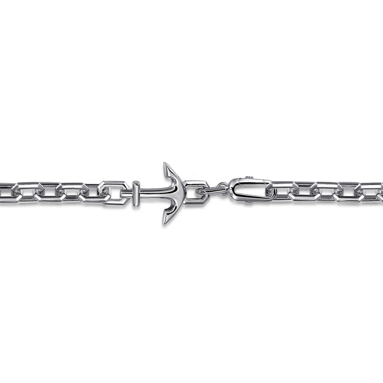 925 Sterling Silver Solid Chain and Anchor Bracelet - Shot 2