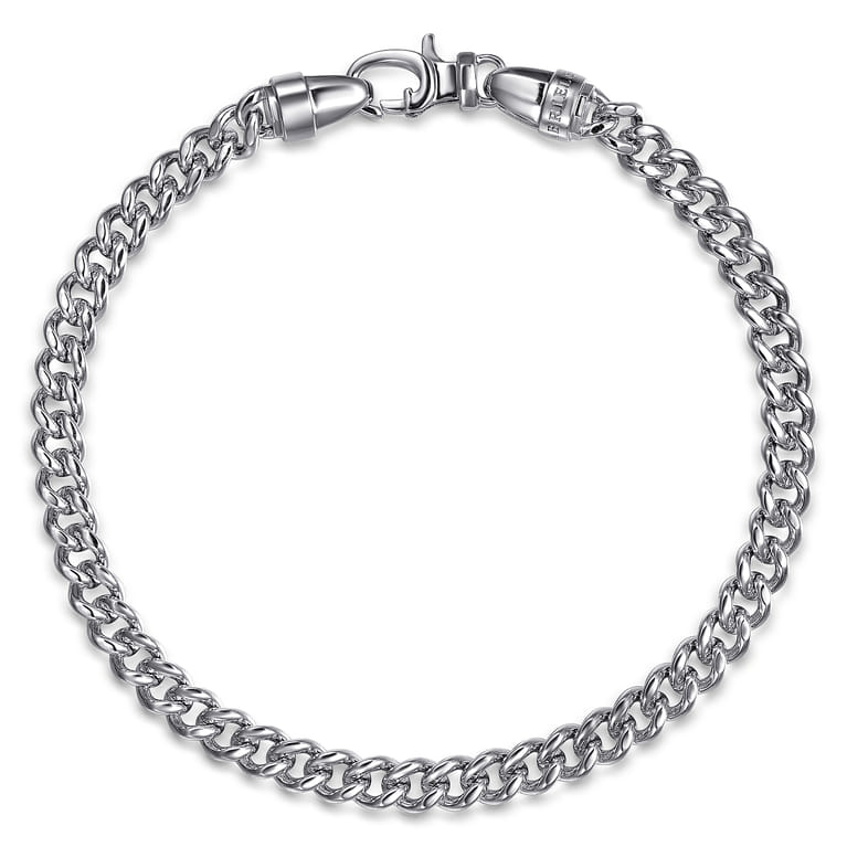 925 Sterling Silver Solid Cuban Chain Bracelet 6mm - Shot 1