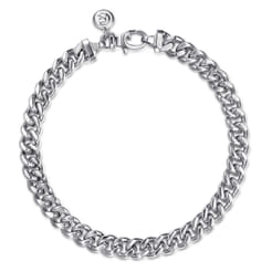 925 Sterling Silver Solid Cuban Link Chain Bracelet 7mm