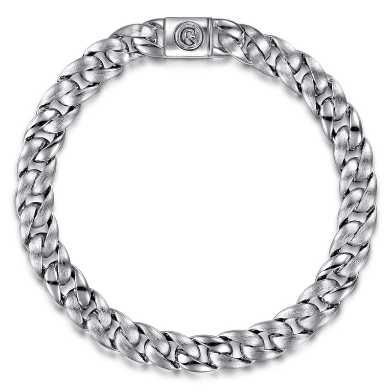 925 Sterling Silver Solid Cuban Link Chain Bracelet 8mm - Shot 1