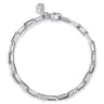 925 Sterling Silver Solid Elongated Chain Bracelet
