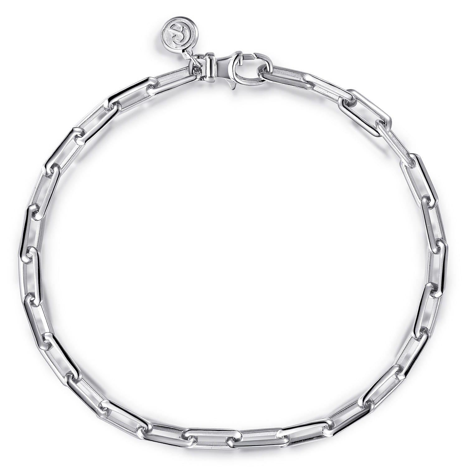 925 Sterling Silver Solid Elongated Chain Bracelet - Shot 1
