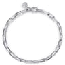 925 Sterling Silver Solid Elongated Chain Bracelet