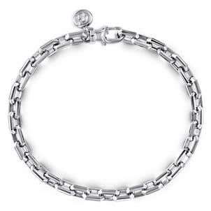 925 Sterling Silver Solid Faceted Chain Bracelet