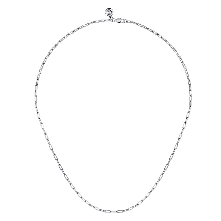 925 Sterling Silver Solid Paper Clip Chain Necklace - Shot 2