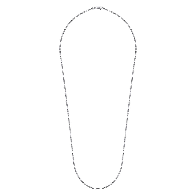 925 Sterling Silver Solid Paper Clip Chain Necklace - Shot 2