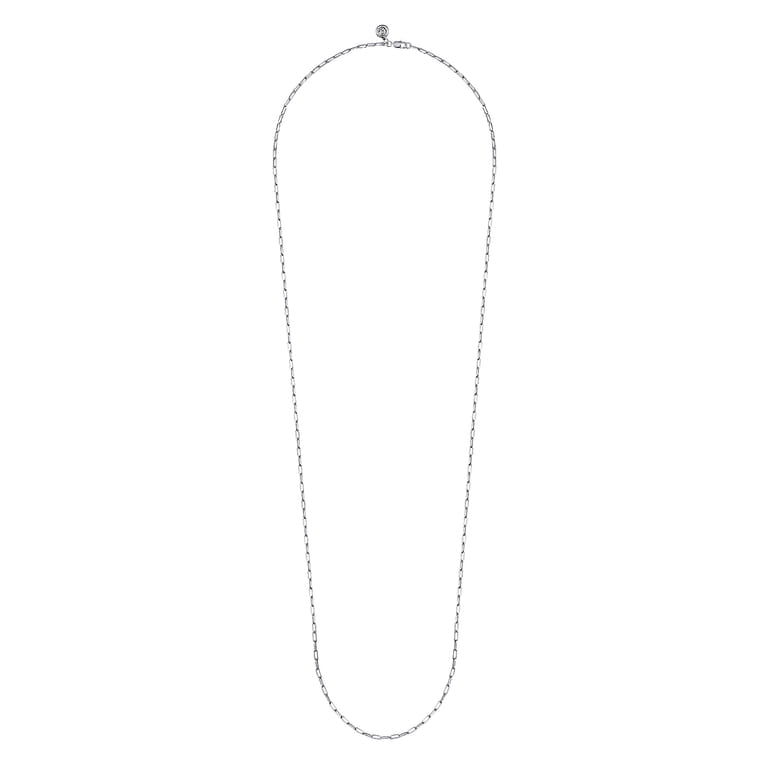 925 Sterling Silver Solid Paper Clip Chain Necklace - Shot 2
