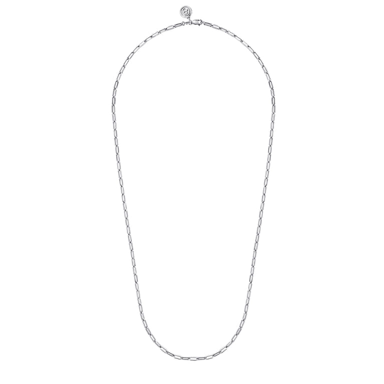 925 Sterling Silver Solid Paper Clip Chain Necklace - Shot 2