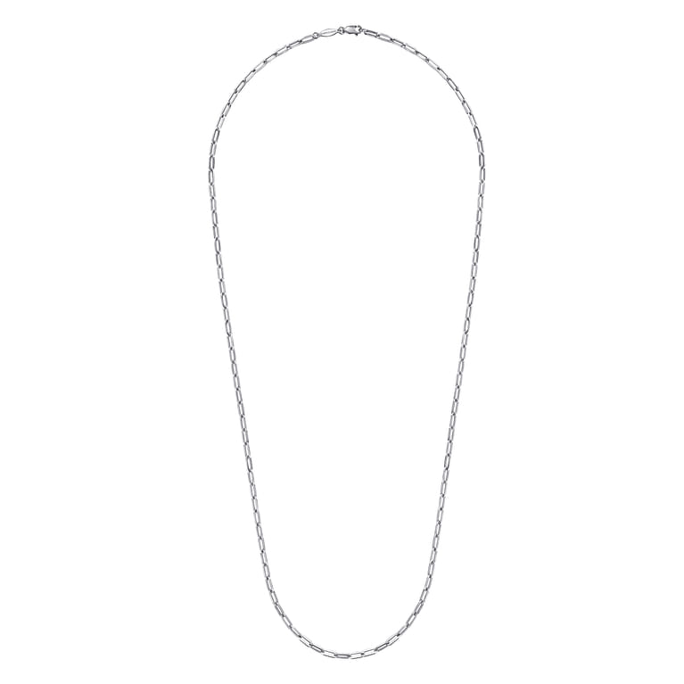 925 Sterling Silver Solid Paper Clip Chain Necklace - Shot 2