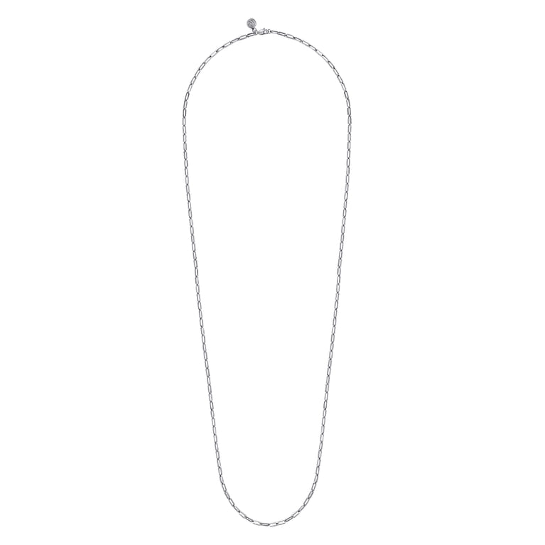 925 Sterling Silver Solid Paper Clip Chain Necklace - Shot 2