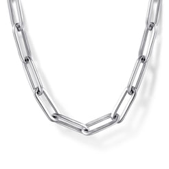 925 Sterling Silver Solid Paper Clip Chain Necklace