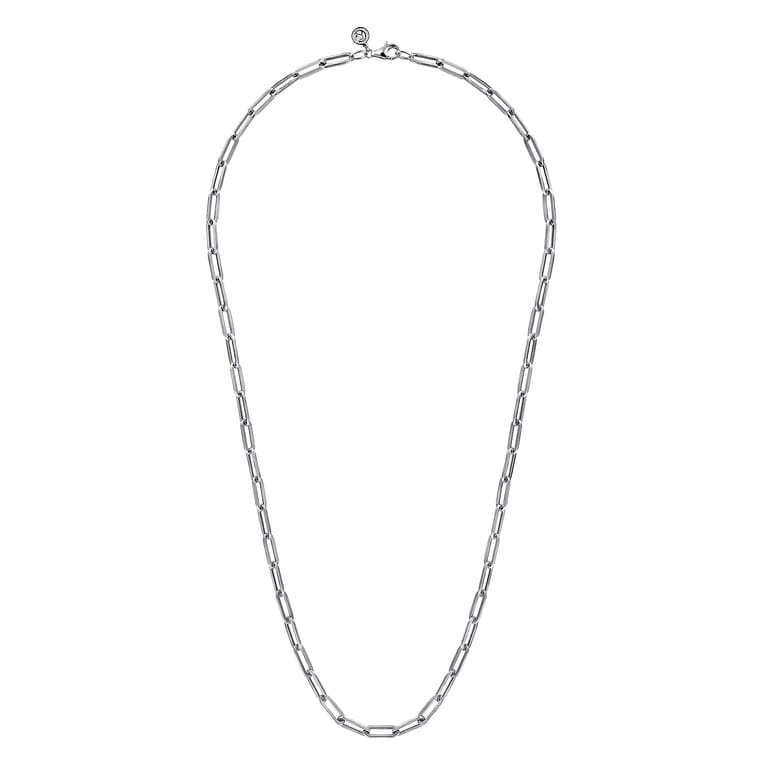 925 Sterling Silver Solid Paper Clip Chain Necklace - Shot 2