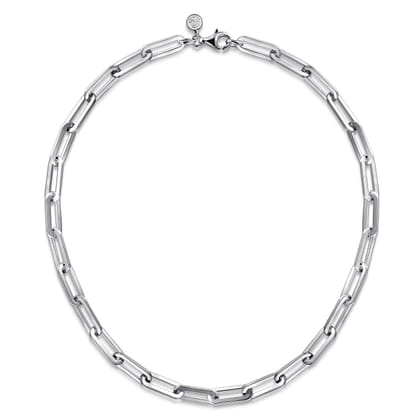 925 Sterling Silver Solid Paper Clip Chain Necklace