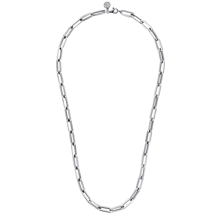 925 Sterling Silver Solid Paper Clip Chain Necklace - Shot 2